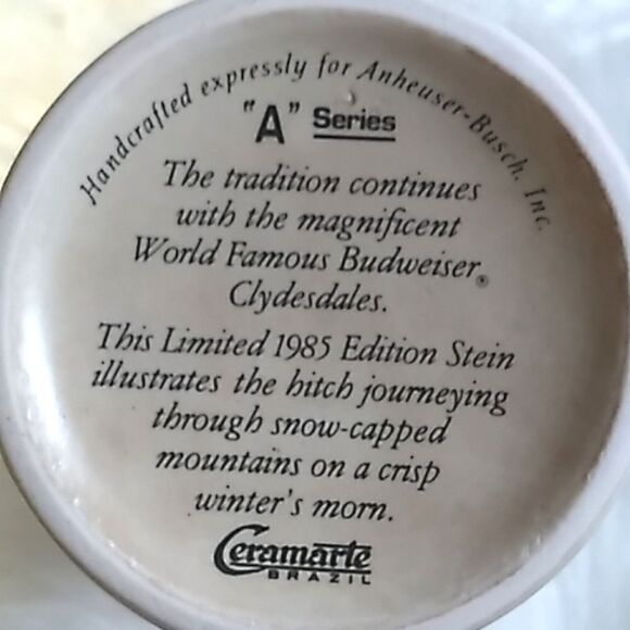 Budweiser vintage 1985 Anheuser-Busch Inc Clydesdales Ceramarte beer ste… - Picture 2 of 12